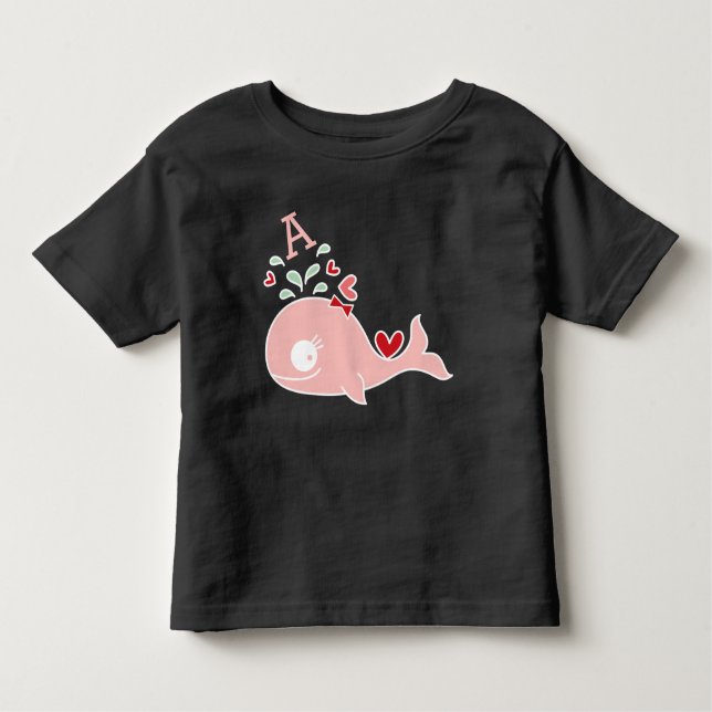 Camiseta Infantil Menina de Arco de Baleia Rosa Monograma (Frente)
