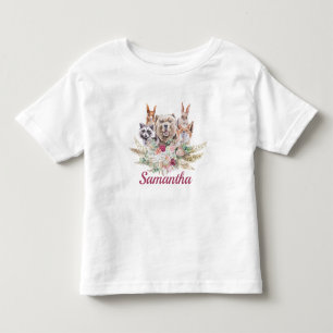 Camiseta Infantil Menina Doce Boêmio Animais da Floresta Selvagem