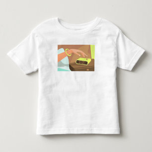 Camiseta Infantil Menina empurrando botão de soneca do despertador
