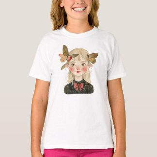 Camiseta Infantil Menina Floresta Aquarela Fofa