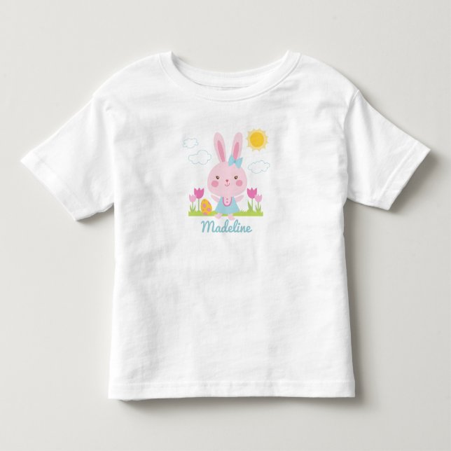 Camiseta Infantil Menina Fofa Coelho de Páscoa (Frente)