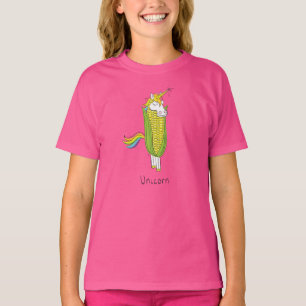 Camiseta Infantil Menina Milho Divertido Unicórnio