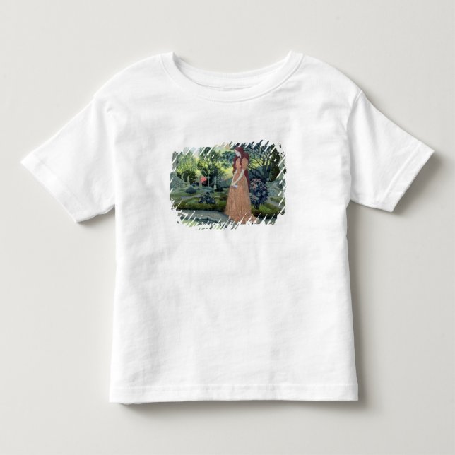 Camiseta Infantil Menina num jardim (c/c) (Frente)