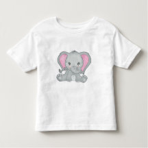 Menina, orelha rosa, elefante T-Shirt