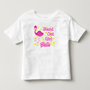 Camiseta Infantil Menina Rosa Brilhante Flamingo Sai