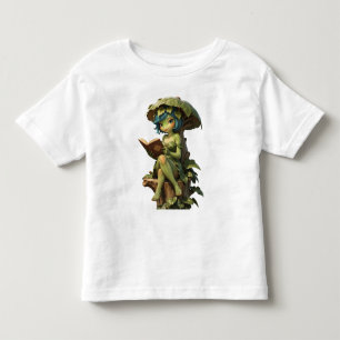 Camiseta Infantil Menina Sapo Fofa Lendo Livro Sob Folha