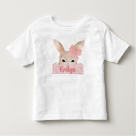 Camiseta Infantil Meninas Coelho da Páscoa Aquarela Rosa 