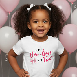 Camiseta Infantil Meninas com Laço Rosa de Segunda Aniversário Estou