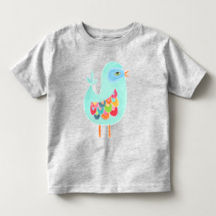 Camiseta Infantil Meninas de Bebê Ilustração Ilustrada de Ave Arco-Í