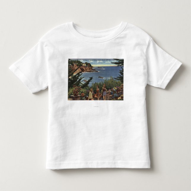 Camiseta Infantil Meninas gostando de um Vista das margens de Laguna (Frente)