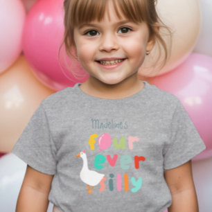 Camiseta Infantil Meninas Para Sempre Silly Farm Ganso 4º Aniversári