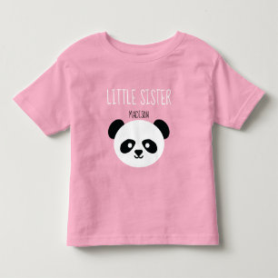 Camiseta Infantil Meninas Personalizadas Panda Kawaii Pequena Irmã