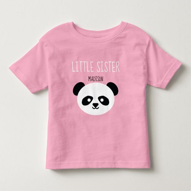 Camiseta Infantil Meninas Personalizadas Panda Kawaii Pequena Irmã (Frente)