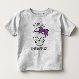 Camiseta Infantil Meninas Primeiro Cranioversário Caveira com Arco