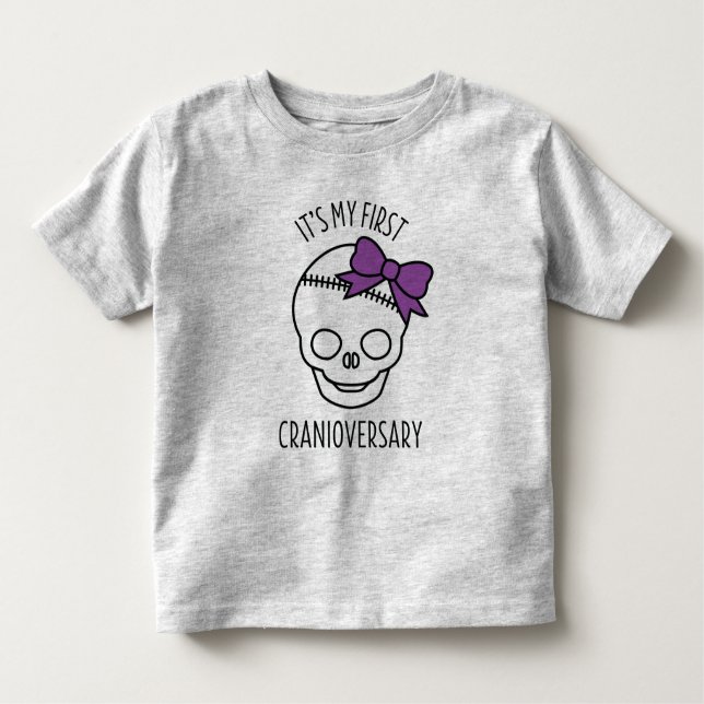 Camiseta Infantil Meninas Primeiro Cranioversário Caveira com Arco (Frente)