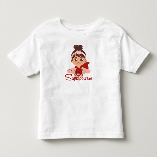 Camiseta Infantil Meninas Têm Superpoderes Cape de Super-Herói para  (Frente)