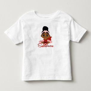 Camiseta Infantil Meninas Têm Superpoderes Cape de Super-Heroína Neg