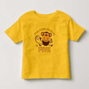 Camiseta Infantil Menino 5 de Aniversário do Macaco