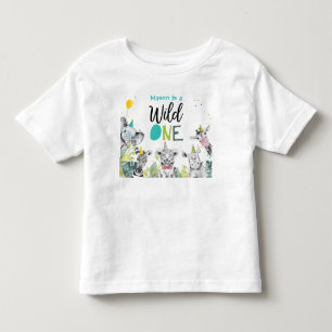 Camiseta Infantil Menino Aniversariante de Animais de Festa Um Selva