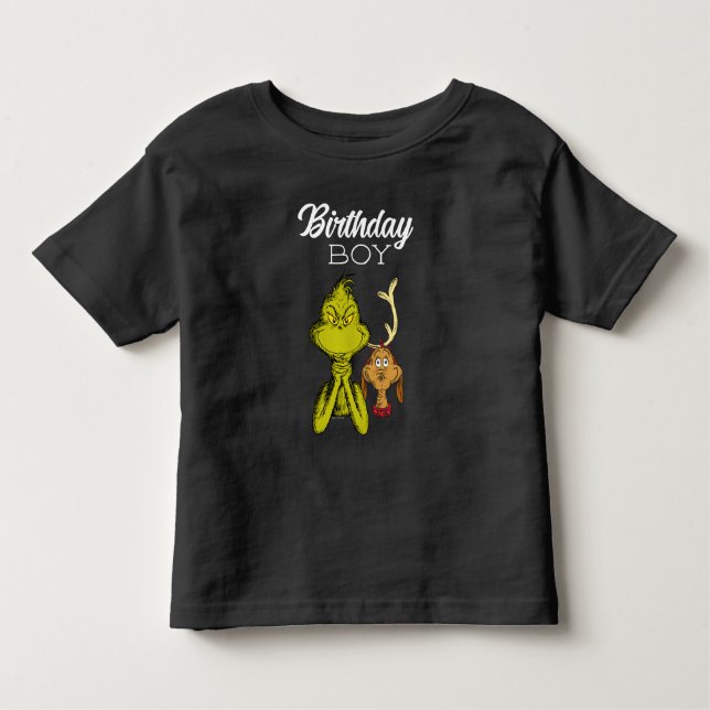 Camiseta Infantil Menino aniversariante Grinch de lousa (Frente)