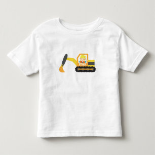 Camiseta Infantil Menino Construtor Escavadeira Veículo de Construçã