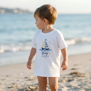 Camiseta Infantil Menino de Aniversário Barco à Vela Náutico