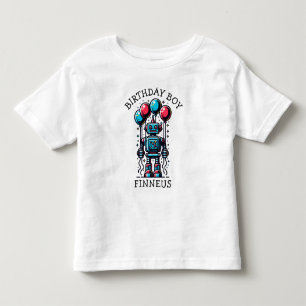 Camiseta Infantil Menino de Aniversário com Tema de Robô