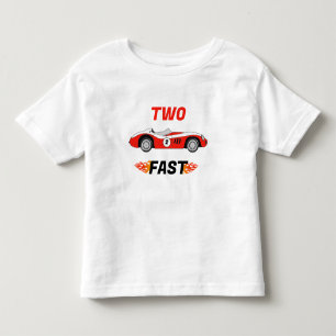 Camiseta Infantil Menino de Dois Anos com Dois Carros de Corrida Ver