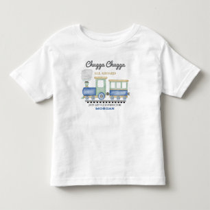 Camiseta Infantil Menino de Qualquer Idade Aniversário Trem Azul Chu
