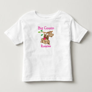 Camiseta Infantil Menino Personalizado, Macacos-Garota, Primo Grande