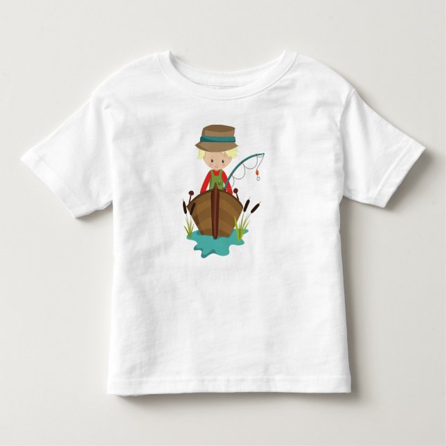 Camiseta Infantil Menino Pescador, Pescador, Cana de Pescar, Cabelo  (Frente)