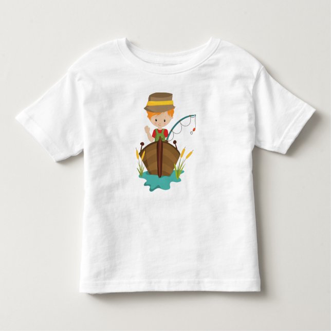 Camiseta Infantil Menino Pescador, Pescador, Cana de Pescar, Cabelo  (Frente)