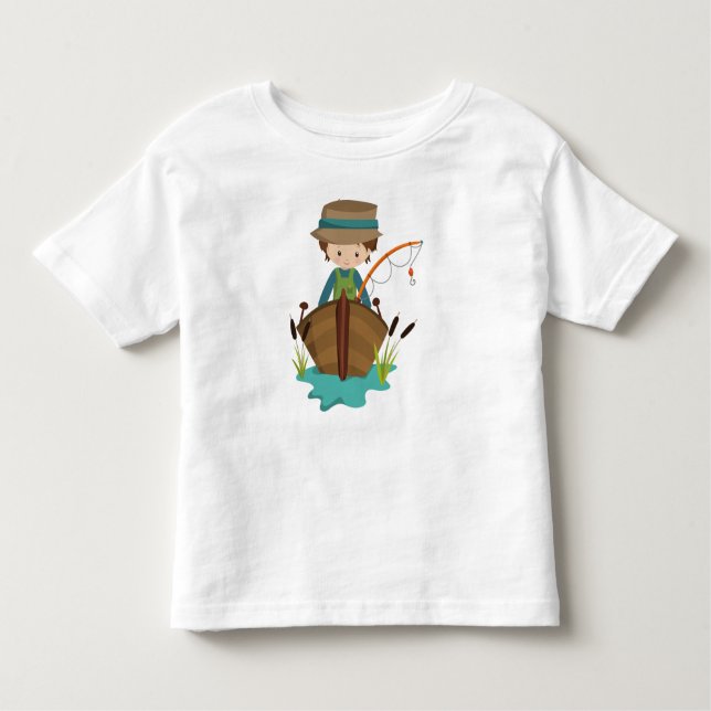 Camiseta Infantil Menino Pescador, Pescador, Vara de Pescar, Cabelo  (Frente)