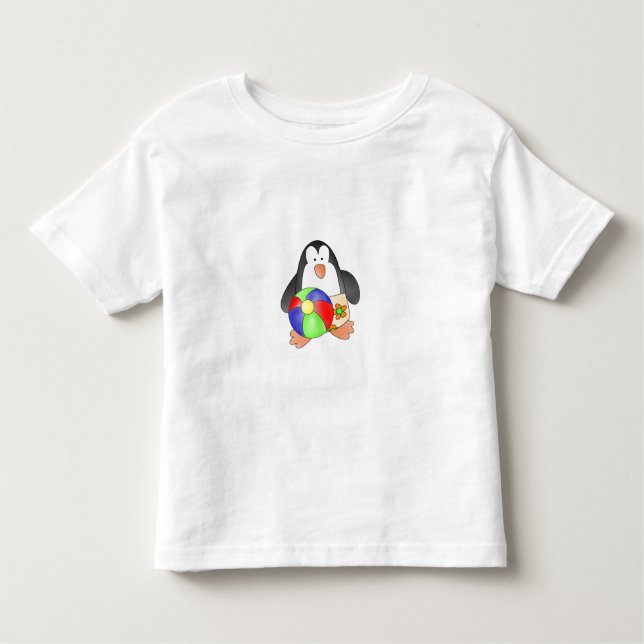 Camiseta Infantil Menino Pinguim na Praia (Frente)