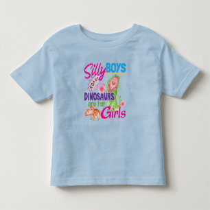 Camiseta Infantil Meninos bobos Os dinossauros são para Meninas - Bo