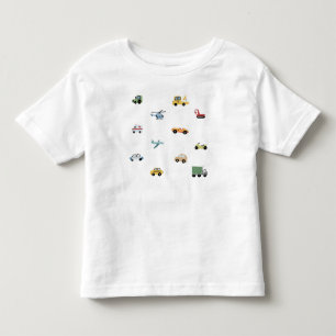 Camiseta Infantil Meninos Transporte Carro Padrão Monograma Nome Cri