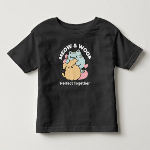 Camiseta Infantil Meow & Woof Perfect Toga - Gato e Cachorro Bonitos