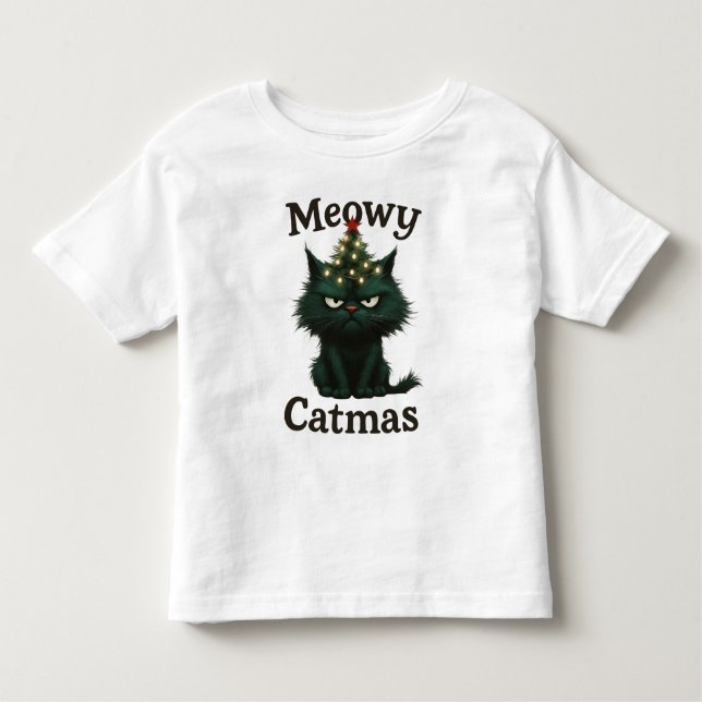 Camiseta Infantil Meowy Catmas Moody cat (Frente)