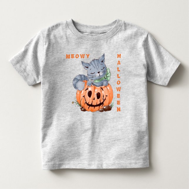 Camiseta Infantil Meowy Jack o'Lantern Kitten Halloween (Frente)