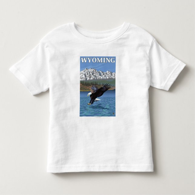 Camiseta Infantil Mergulho da águia americana - Wyoming (Frente)
