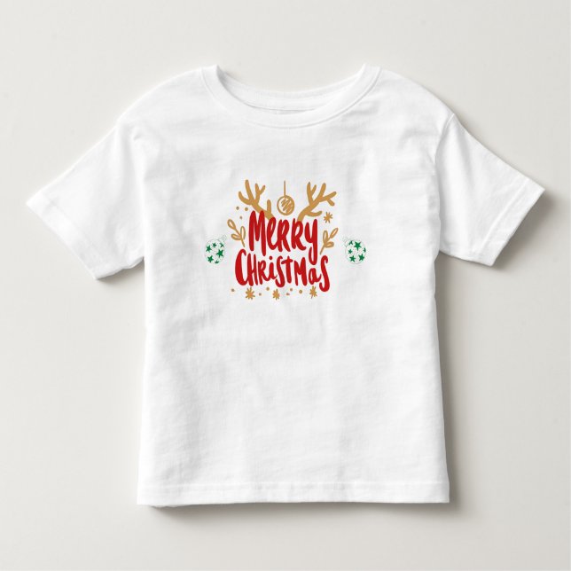 Camiseta Infantil Merry Christmas Reindeer Antlers Kids T-Shirt (Frente)