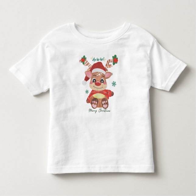 Camiseta Infantil Merry Christmas Reindeer - Festivo e Divertido (Frente)