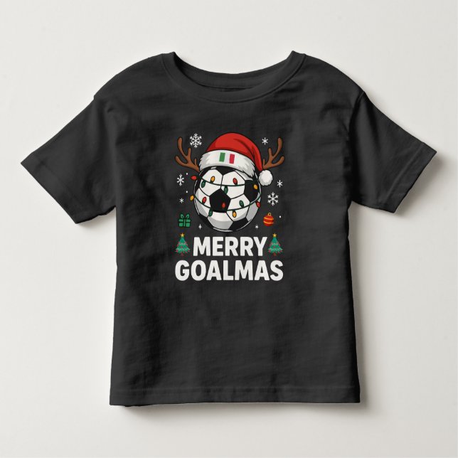 Camiseta Infantil Merry Goalmas Italy - Funny Soccer Christmas (Frente)