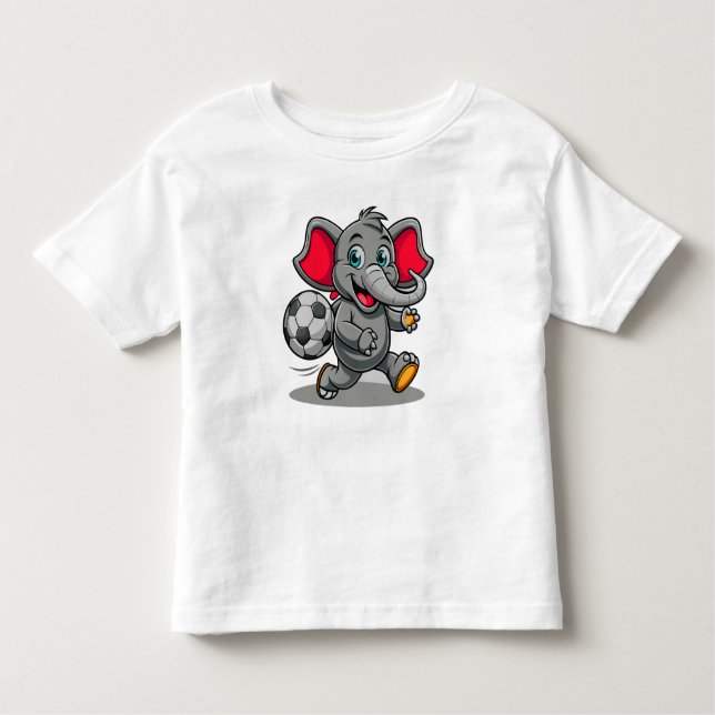Camiseta Infantil Mesa de Futebol de Bebê Elefante Gráfico (Frente)