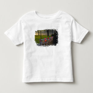 Camiseta Infantil Mesa de jantar e cadeiras junto ao rio Danúbio,