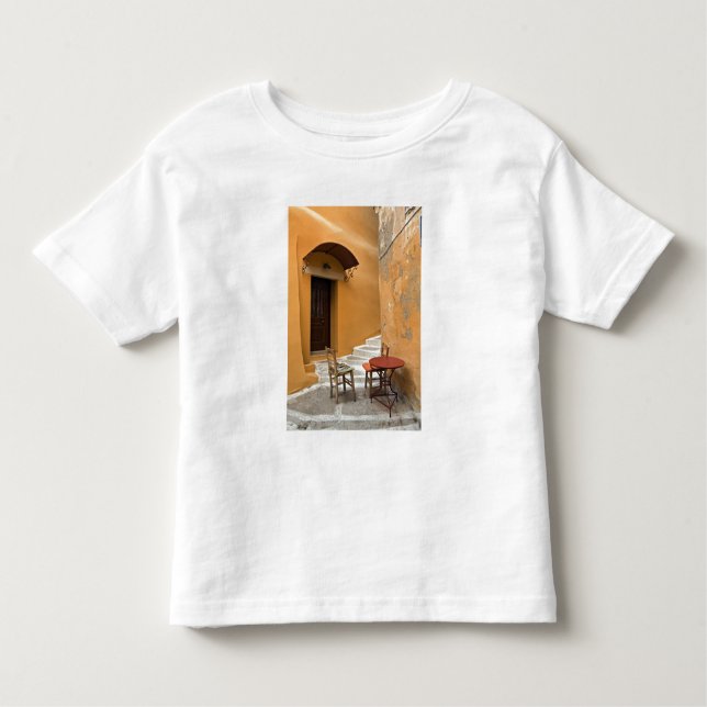 Camiseta Infantil mesa lateral, Chania, Creta, Grécia (Frente)