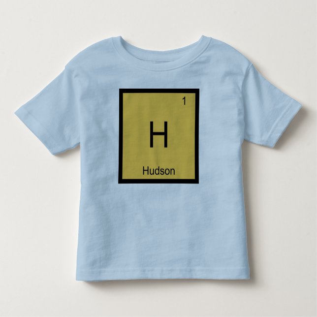 Camiseta Infantil Mesa Periódica do Elemento de Química do Nome Huds (Frente)