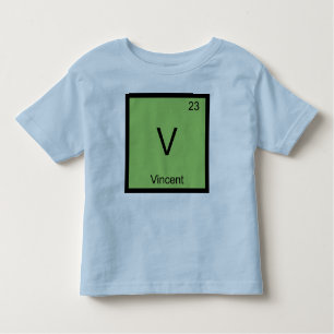 Camiseta Infantil Mesa Periódica do Elemento Químico do Nome de Vinc