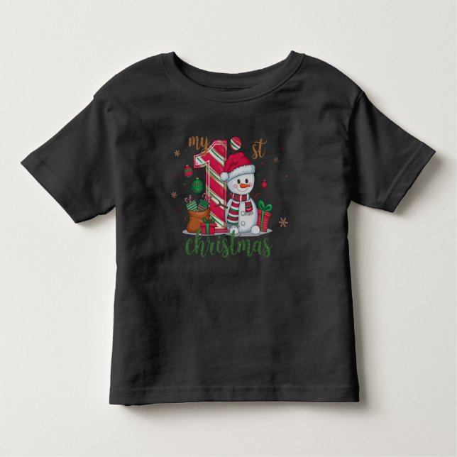 Camiseta Infantil Meu 1º Boneco de Neve de Natal (Frente)