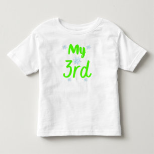 Camiseta Infantil Meu 3º Aniversário de Três Anos Verde Brilhante